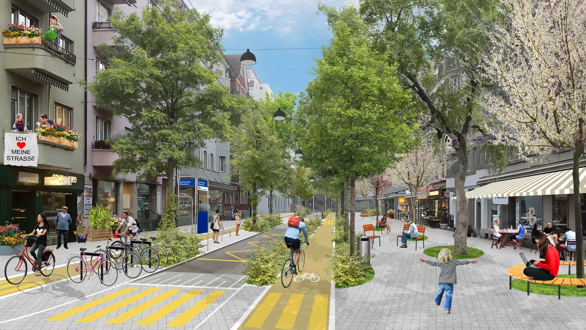 Stadtklima-Initiativen Zürich: Zurlindenstrasse Zurlindenstrasse Zürich Vorher / Nachher