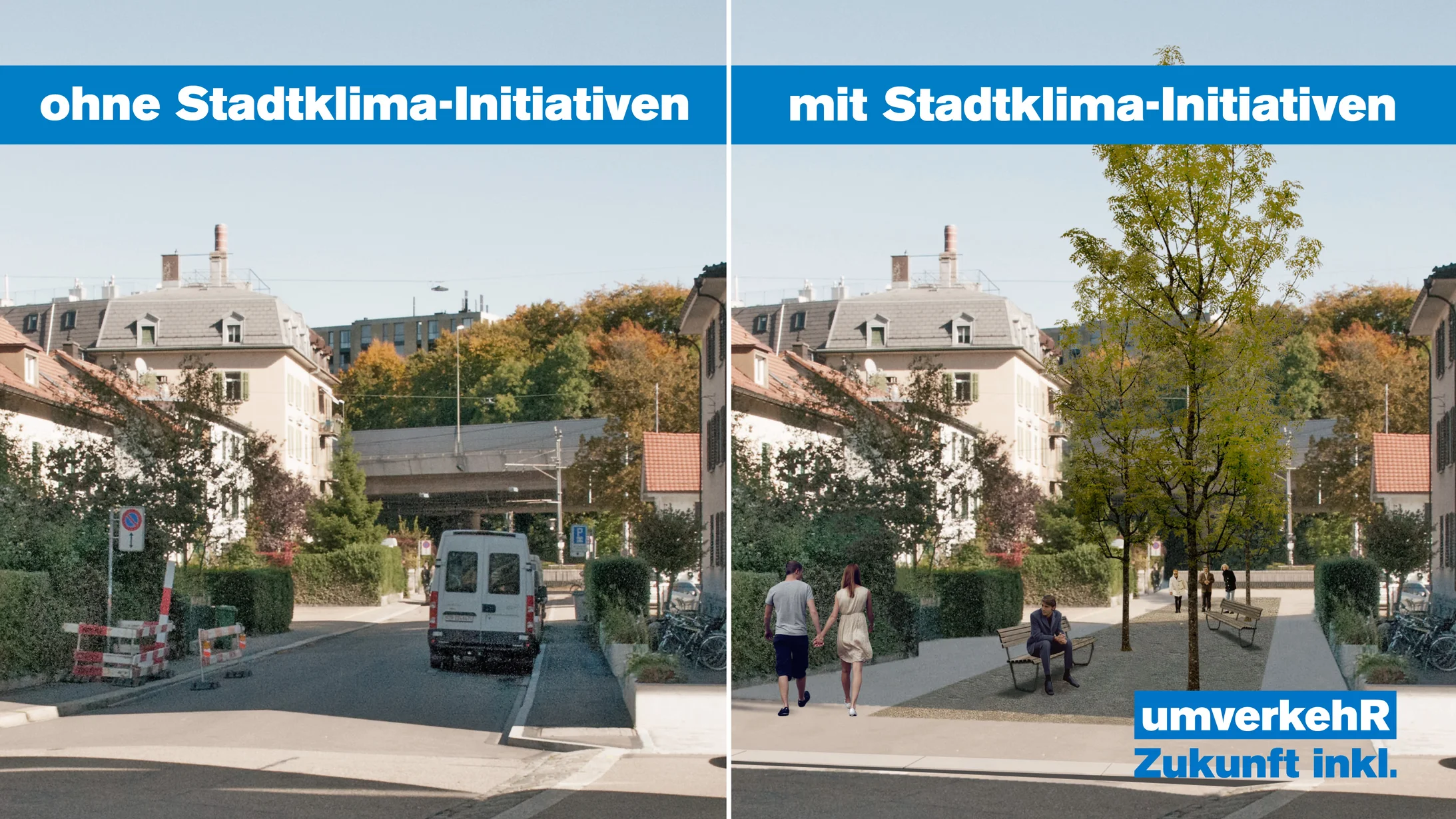 Bild mit den Auswirkungen der Stadtklima-Initiativen von umverkehR.