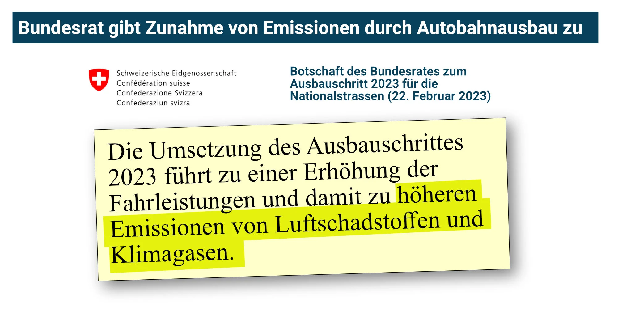 Zunahme Emissionen durch Ausbau