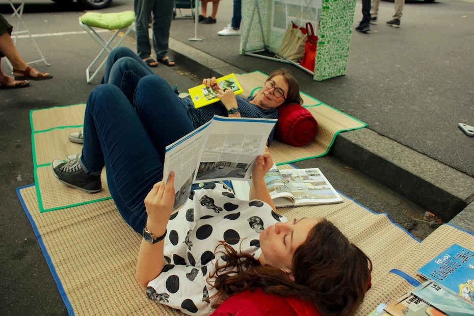 Ruheplatz statt Parkplatz am PARK(ing) Day 2018 in Lausanne