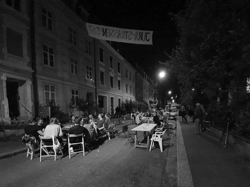 Moscht zum Tringge statt zum Abstingge mit Frederik und Freunden an der Jurastrasse am PARK(ing) Day 2020 in Basel
