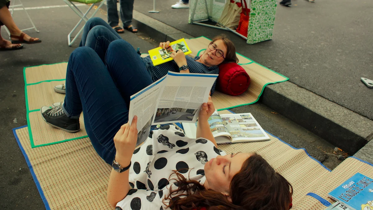 Ruheplatz statt Parkplatz am PARK(ing) Day 2018 in Lausanne