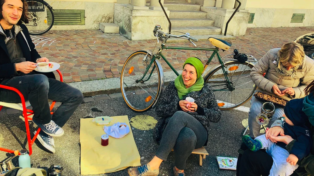 Gemütlicher Aufenthaltsort statt Parkplatz von Fiona und Freunden in Frauenfeld  am PARK(ing) Day 2019