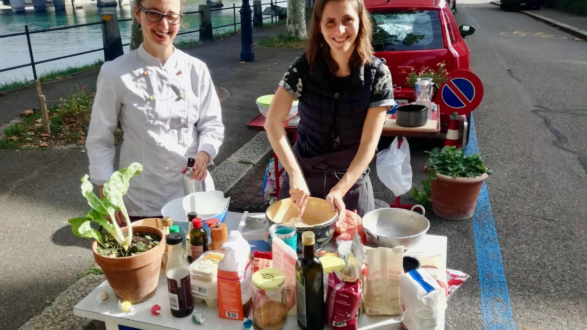 Pop-up-Küche statt Parkplatz! Aktion St. Alban-Rheinweg in Basel am PARK(ing) Day 2018