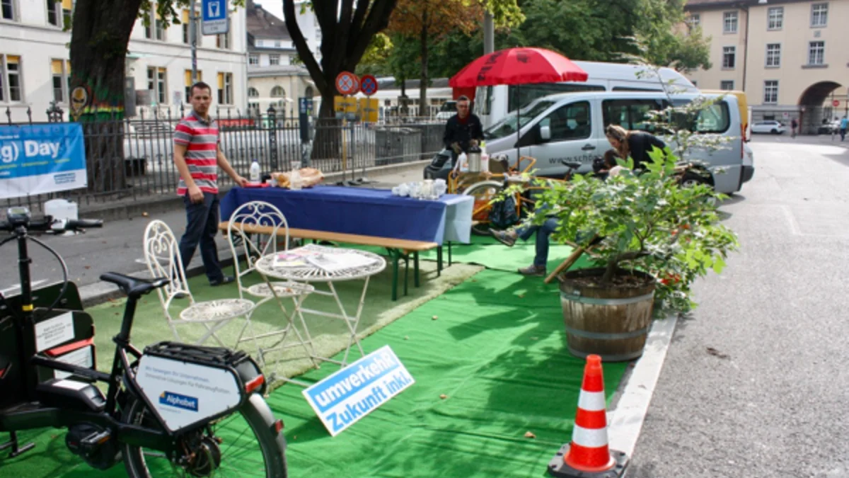 Die Garten-Oase von umverkehR an der Kanzleistrasse in Zürich am PARK(ing) Day 2018