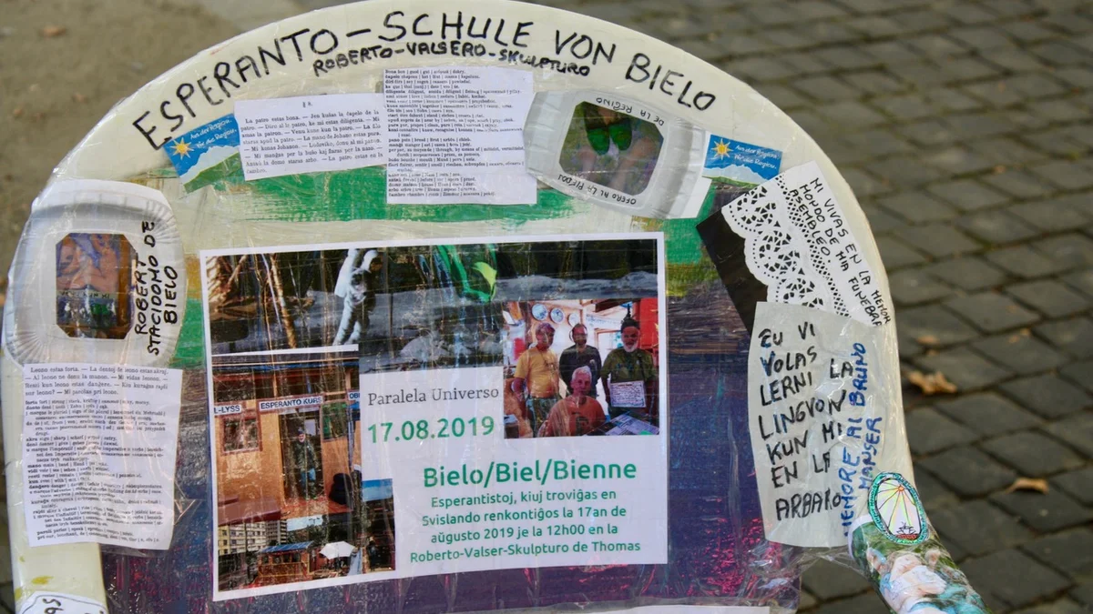 Esperanto statt Parkplatz auf dem Zähringerplatz in Zürich am PARK(ing) Day 2019