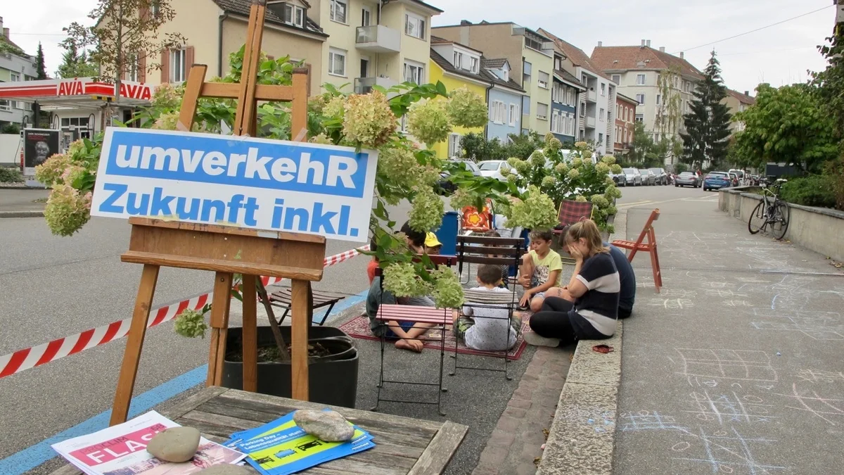 Verweiloase statt Parkplatz! Aktion in der Hegenheimerstrasse in Basel