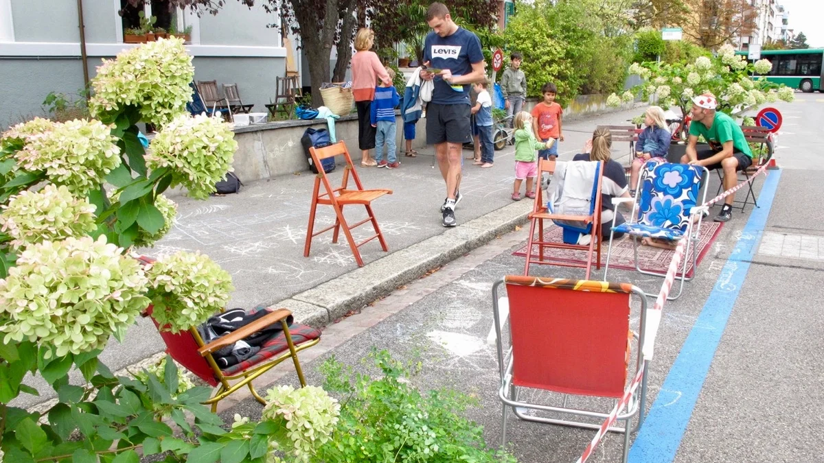 Verweiloase statt Parkplatz! Aktion in der Hegenheimerstrasse in Basel