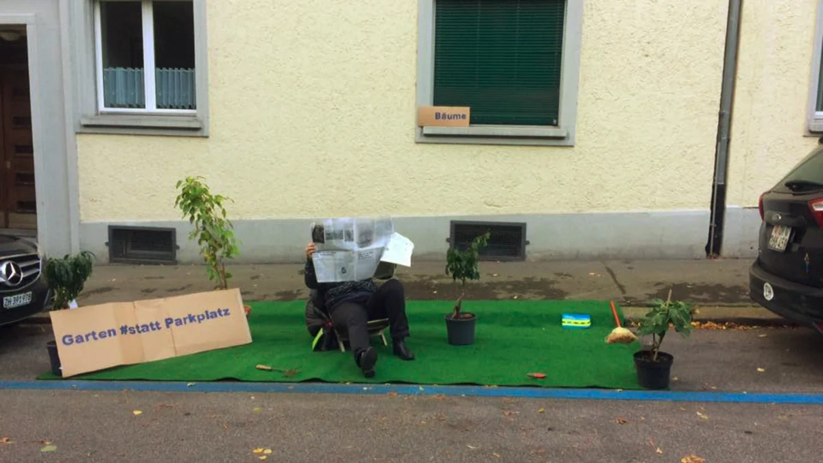 Garten statt Parkplatz am PARK(ing) Day 2017 in Zürich