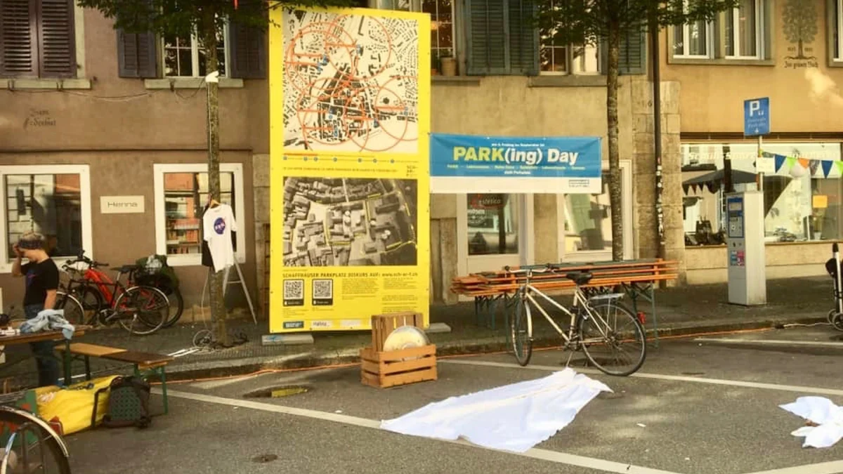 PARK(ing) Day 2021, Schaffhausen, Neustadt Musik, Food, Drinks,Spiel & Spass, Velos statt Autos, Park statt Parkplatz von AL Sch