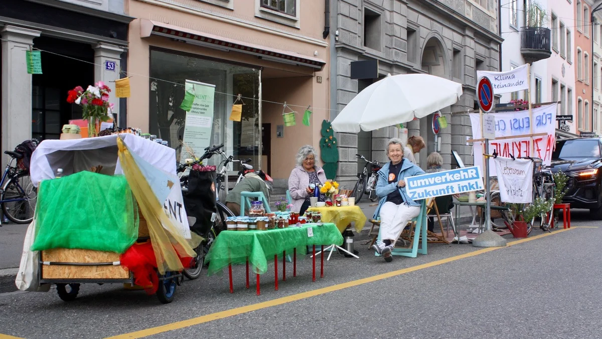 PARK(ing) Day 2021, Winterthur, Stadthausstrasse, Parke für’s Leben mit Rita von den KlimaGrosseltern, der Integralen Politik,