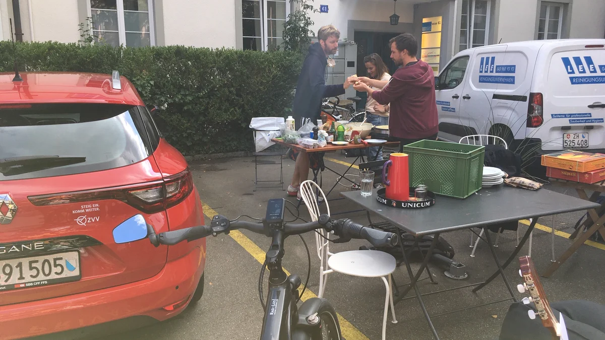 PARK(ing) Day 2021, Zürich, Sihlstrasse, Crêpes statt Crêpieren
