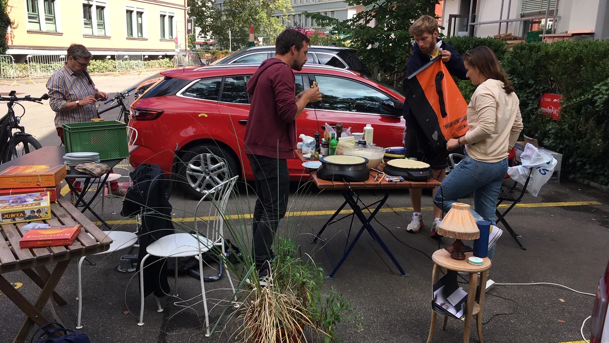 PARK(ing) Day 2021, Zürich, Sihlstrasse, Crêpes statt Crêpieren