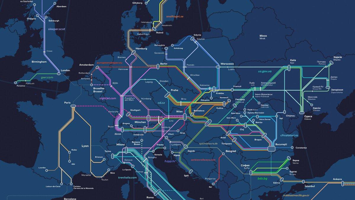 Neue Übersicht über Nachtzuglinien in Europa