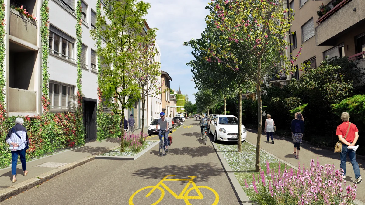 Mittlere Strasse mit Stadtklima-Initiativen