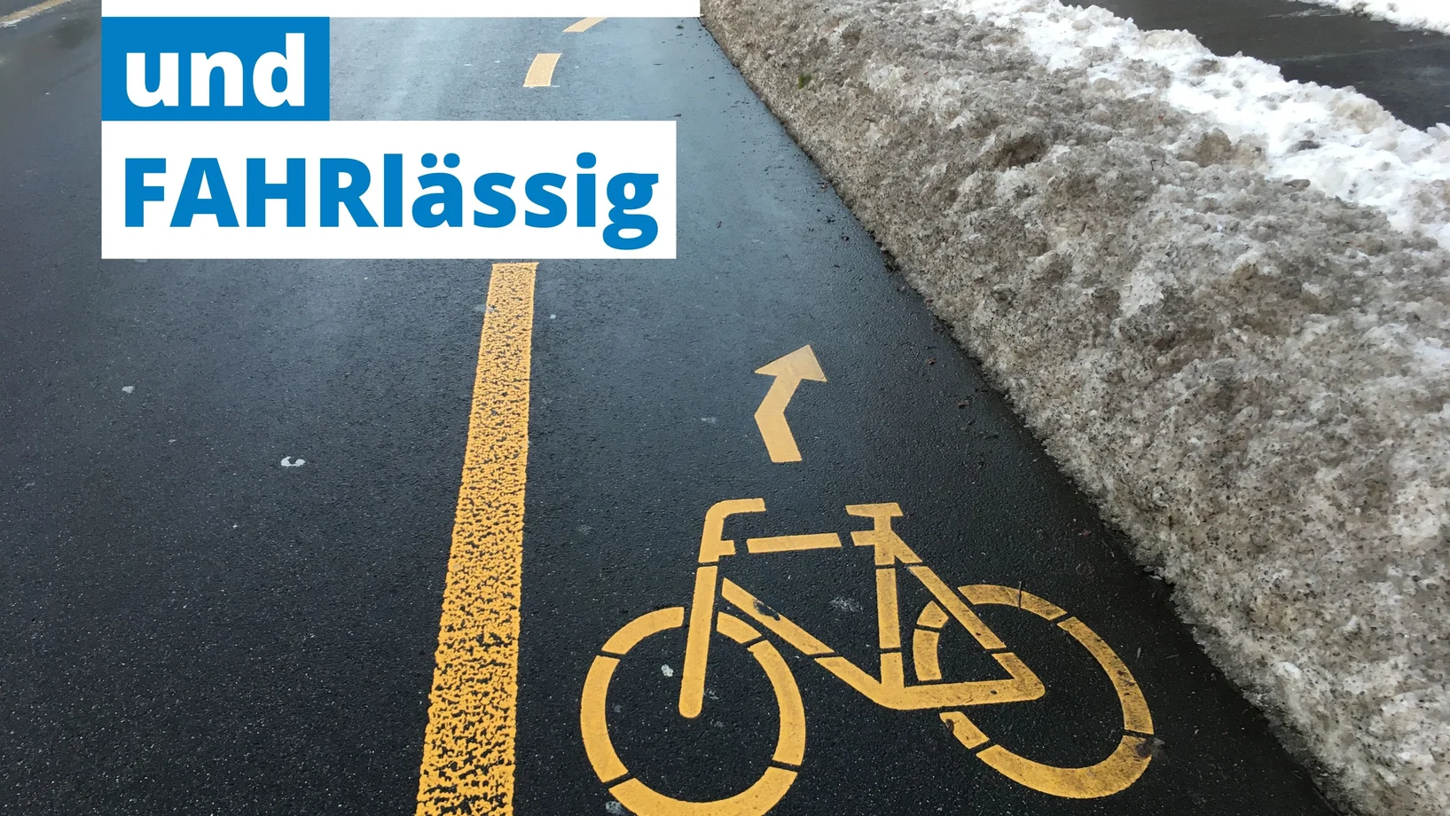 Bild eines verschneiten Velowegs