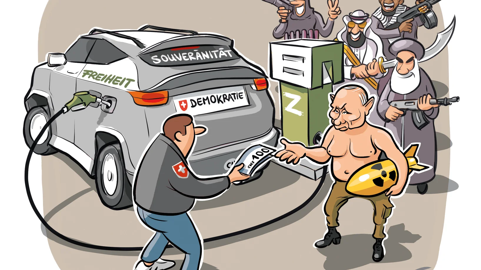 Cartoon Ölabhängigkeit